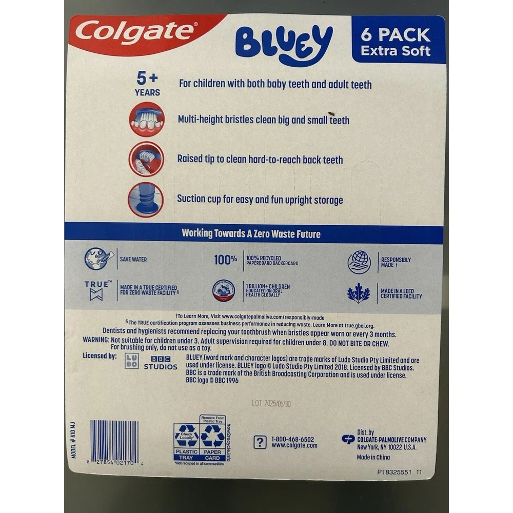 Colgate Bluey Kids Toothbrush 6-Count (2 Pack) | 12 Toothbrushes | Extra Soft